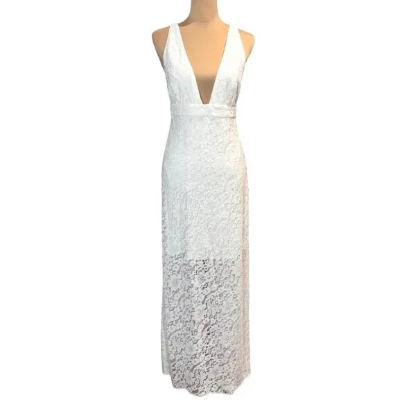 New Reformation Aigio Dress Size 10 Lace Maxi White Wedding Event Prom Timeless - Picture 3 of 16